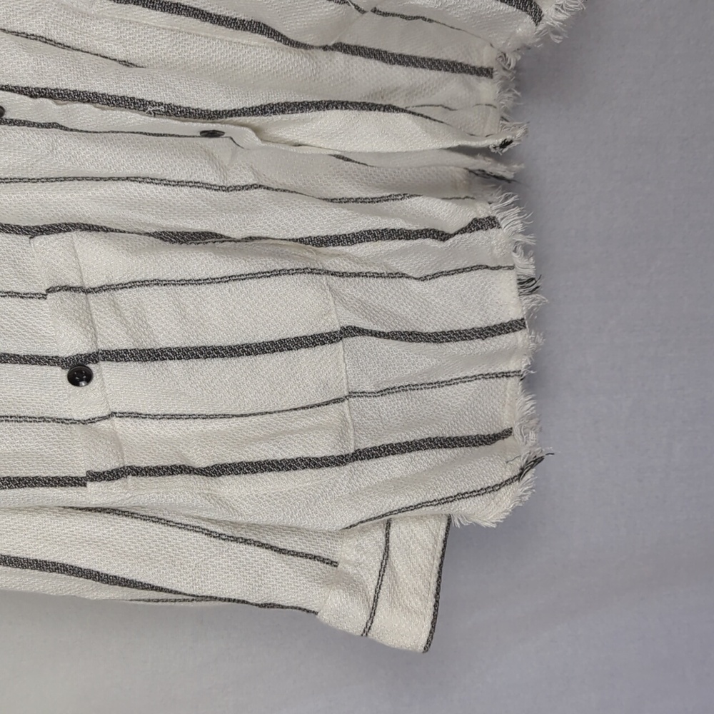 TRIBAL Women's Oversized Frayed Hem Button Down Rayon Utility Shirt - Picture 6 of 7